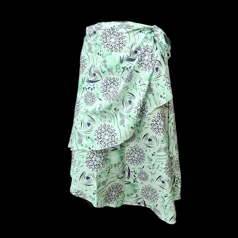 دامن نیم کلوش زنانه مدل لنگی گره ای کوتاه کد mid50 رنگ سبز آبی