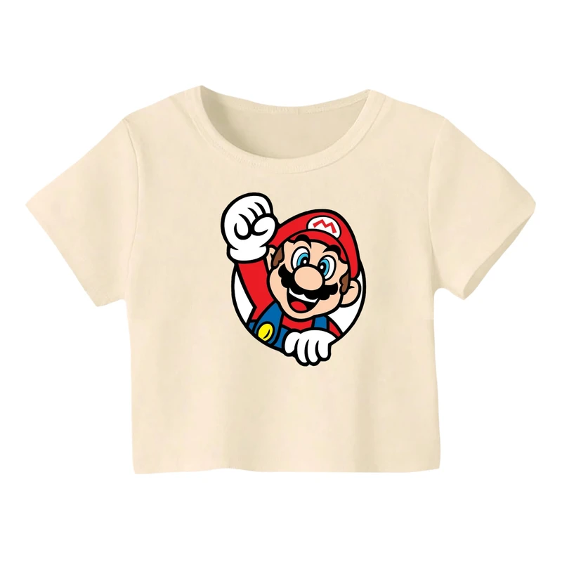 کراپ‌ تی‌شرت آستین کوتاه زنانه مدل ماریو کد 7