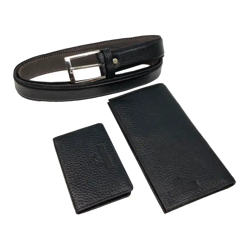 ست هدیه مردانه سرزمین چرم مدل 131005 رنگ مشکی