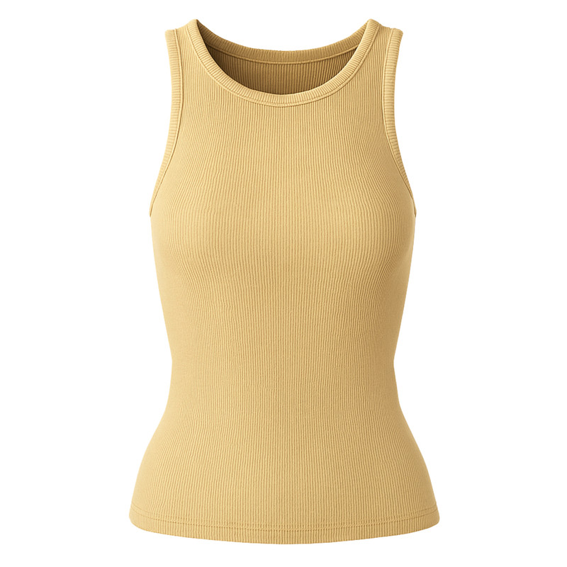 تاپ زنانه مدل یقه گرد کبریتی رنگ کرم