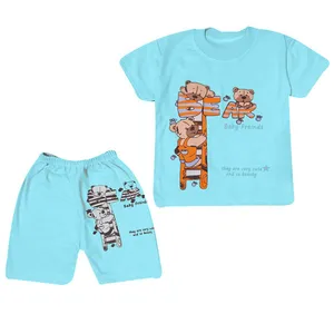 ست تی شرت آستین کوتاه و شلوارک راحتی بچگانه مدل دوستان خوب کد Tu2