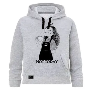 هودی دخترانه مدل NOT TODAY کد J55 رنگ طوسی