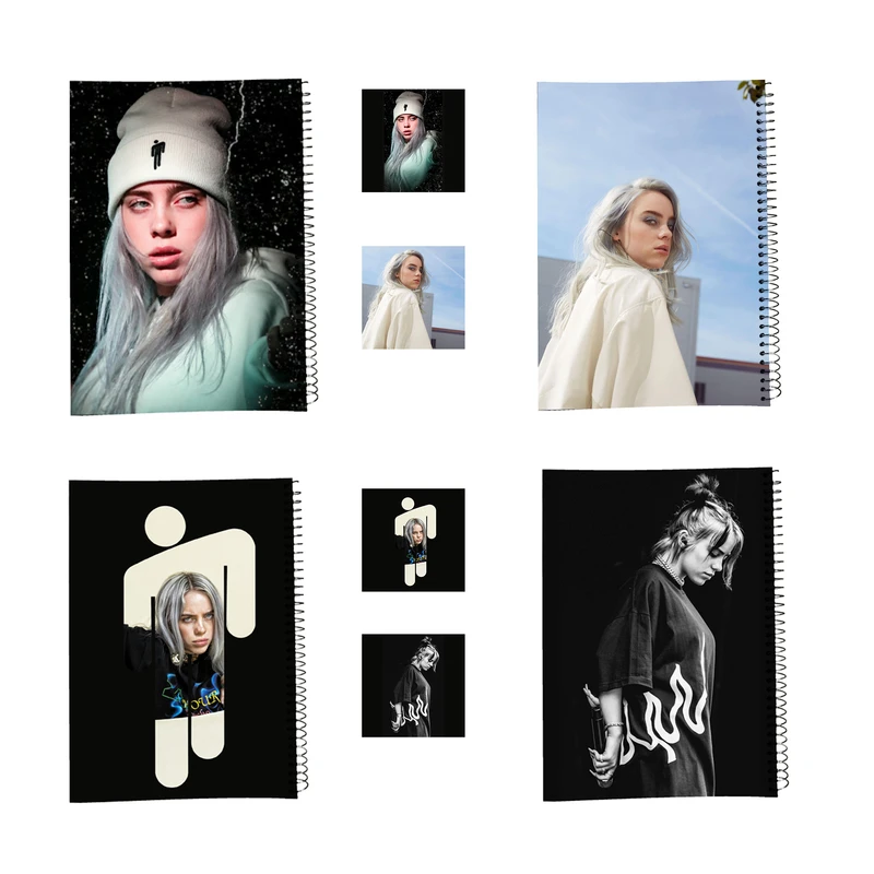 دفتر مشق 100 برگ طرح بیلی ایلیش کد a1 به همراه برچسب مجموعه 8 عددی