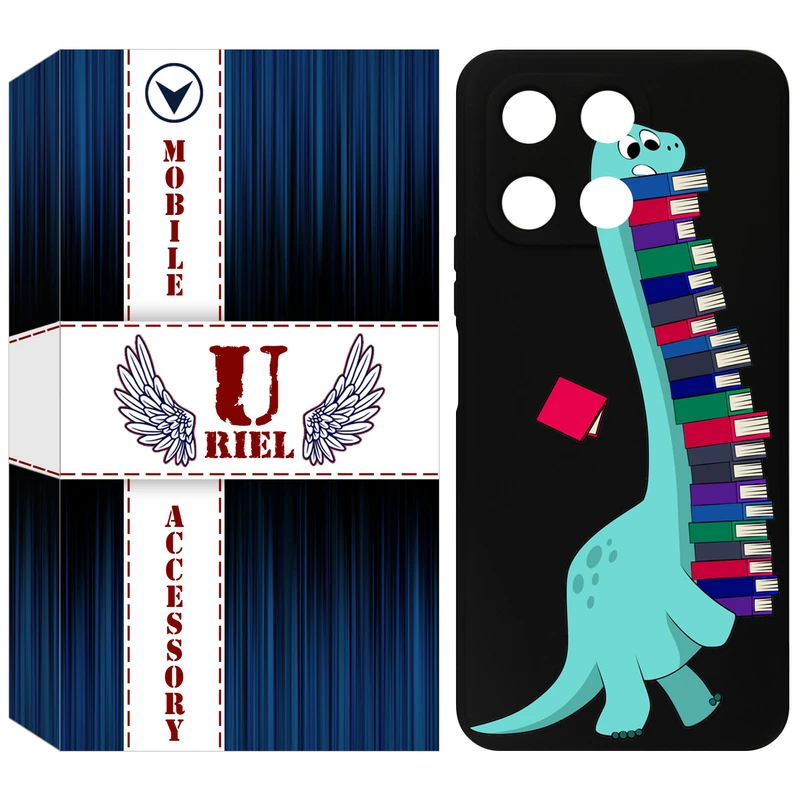 کاور یوریل قاب مدل KSH کد 17 طرح دایناسور کتابخوان مناسب برای گوشی موبایل آنر X6A / X6A Plus