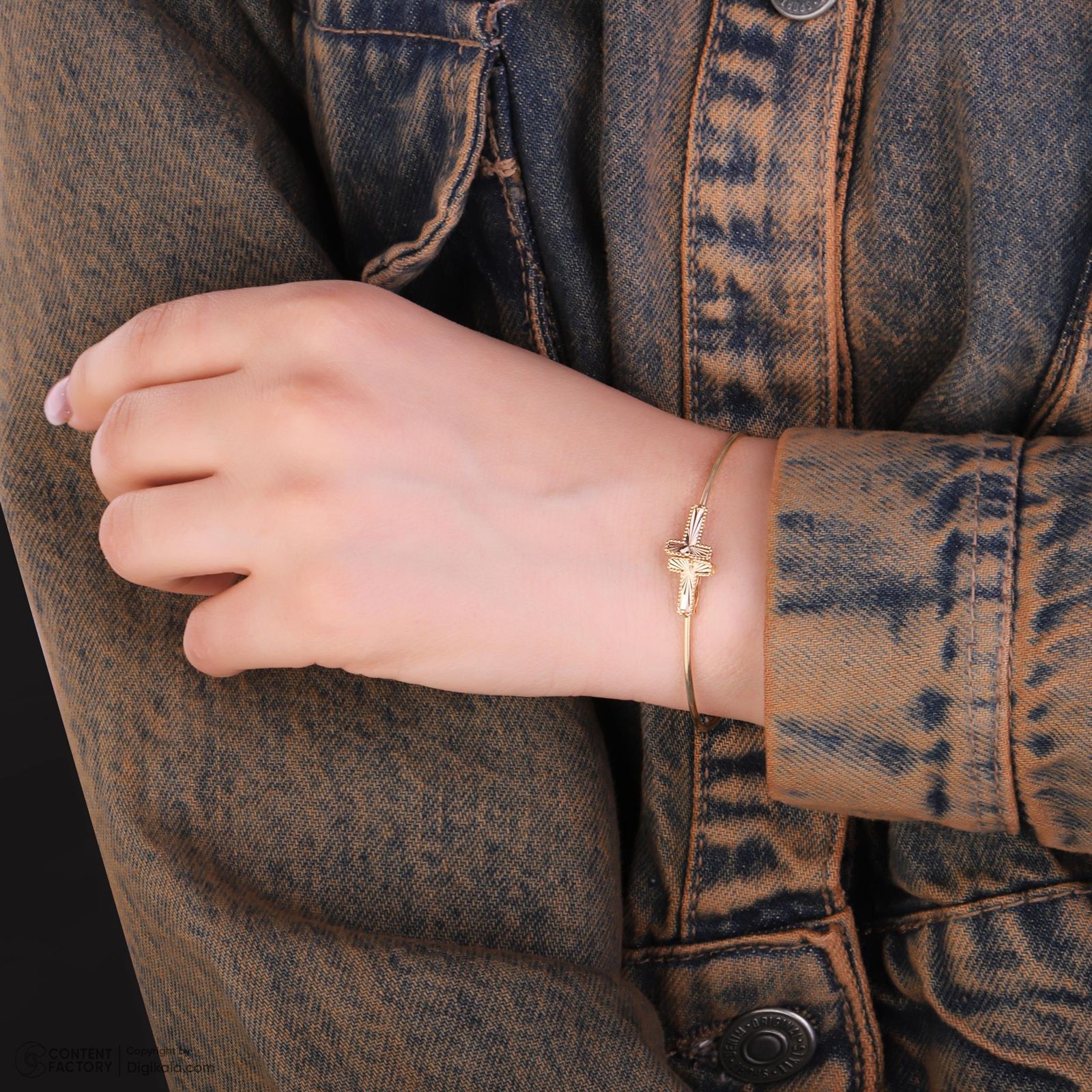 بنگل طلا 18 عیار زنانه حافا گلد مدل تیفانی کد bn006 - - 8