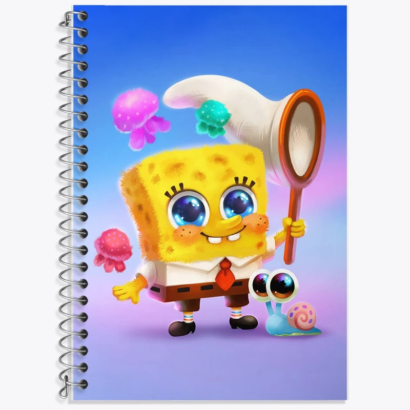 دفتر زبان 50 برگ خندالو مدل دو خط طرح باب اسفنجی کد F2210