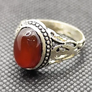 انگشتر نقره مردانه مدل عقیق خراسان کد 266