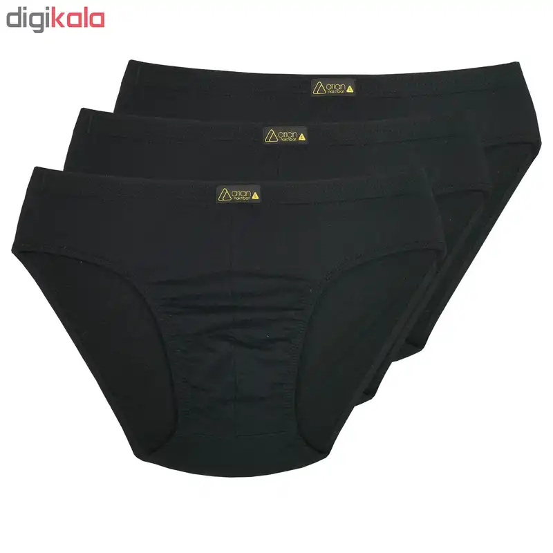 شورت مردانه آریان نخ باف کد 1317 بسته 3 عددی رنگ مشکی