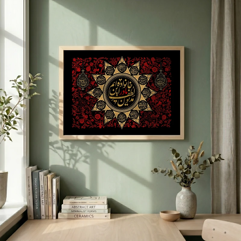تابلو طرح فاطمه الزهرا (س) مدل G14610 فریم کرم روشن