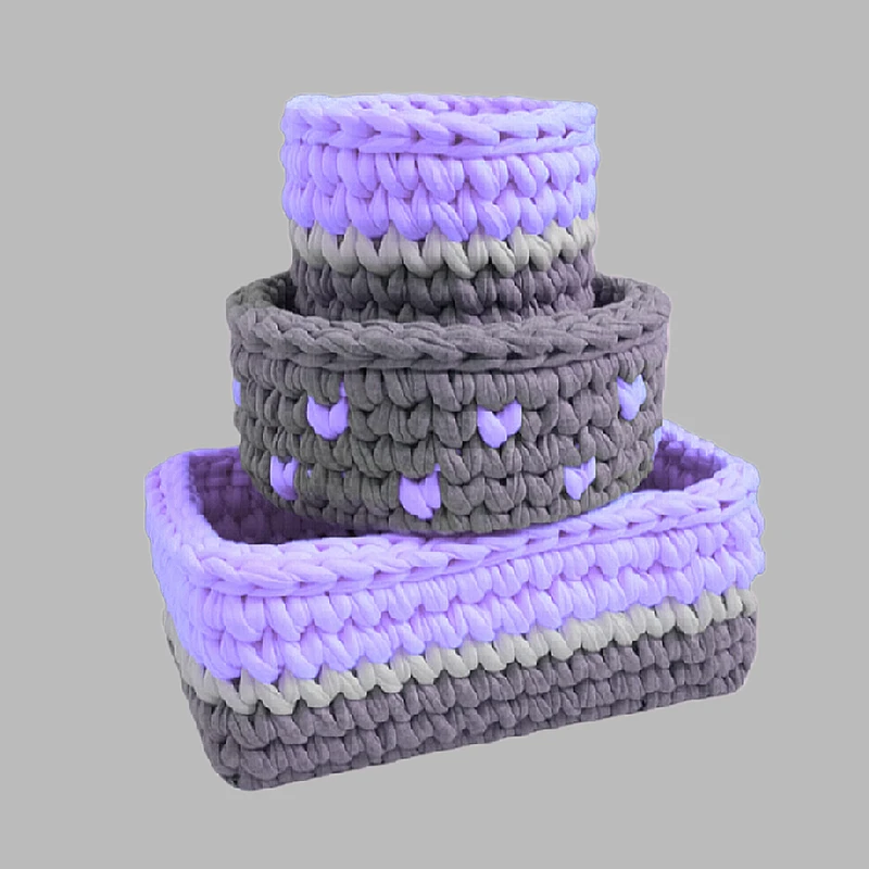 سبد قلاب بافی تریکو طرح سیسمونی کودک کد 02 مجموعه 3 عددی