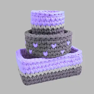 ست سبد قلاب بافی تریکو طرح سیسمونی نوزادی کد ۴۴ مجموعه ۳ عددی