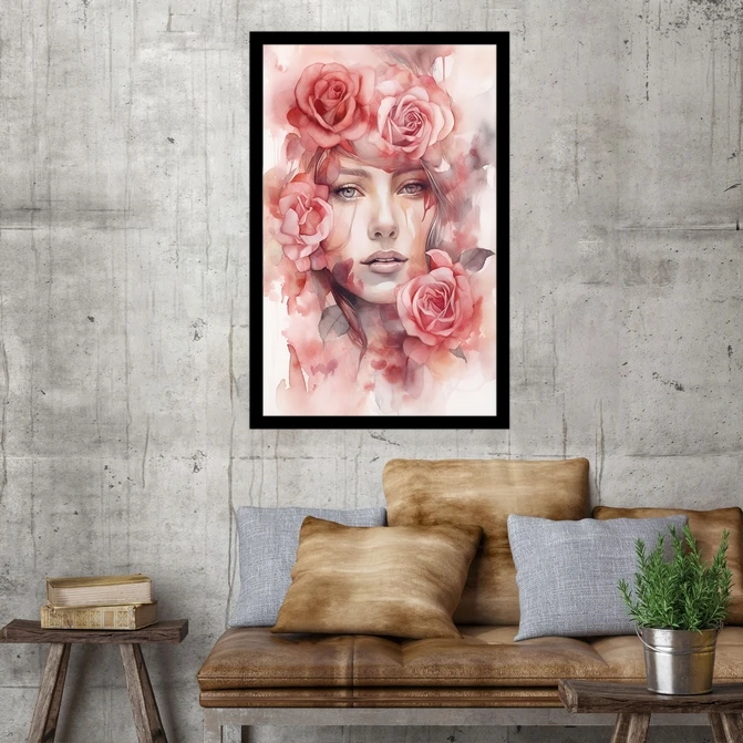 تابلو نوری بکلیت طرح مدرن چهره و گل رنگی مدل B-MID-18388