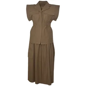 ست وست و دامن زنانه کد 6014 رنگ نسکافه ای