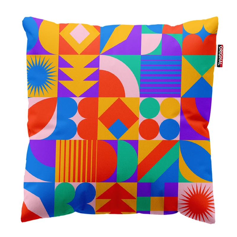 کوسن پاد آفرین مدل مینیمال طرح هندسی کد PK402218 سایز 40*40 سانتی متر