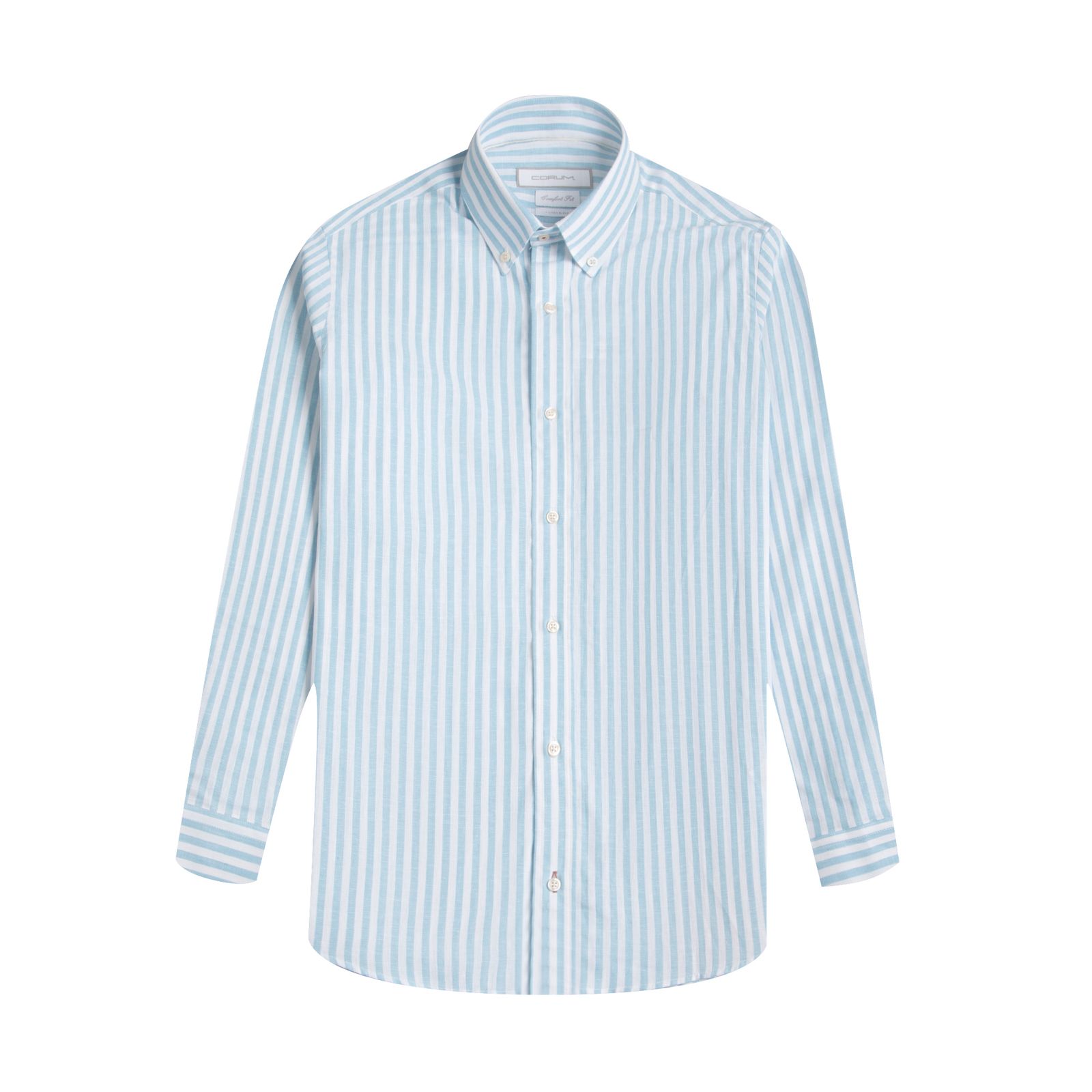 پیراهن آستین بلند یقه دکمه دار مردانه کروم مدل راه راه لینن 2510114 - - 7