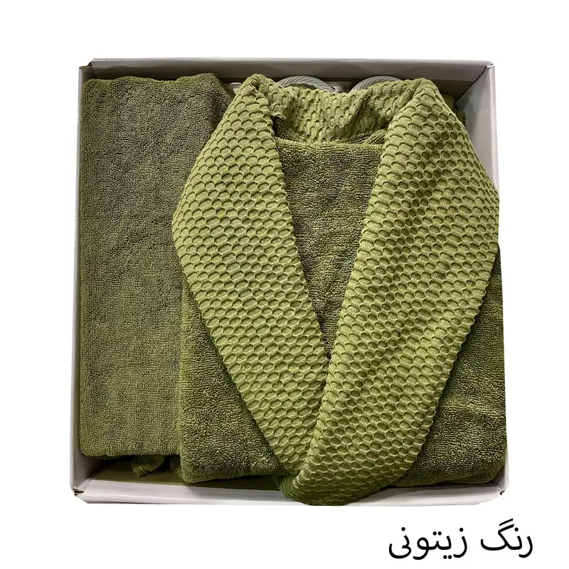 سرویس حوله پالتویی 3 تکه پودیران بافت مدل یاقوتی سایز 125