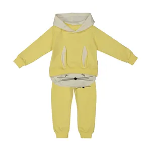 ست هودی و شلوار دخترانه مدل MH-1011 رنگ زرد لیمویی