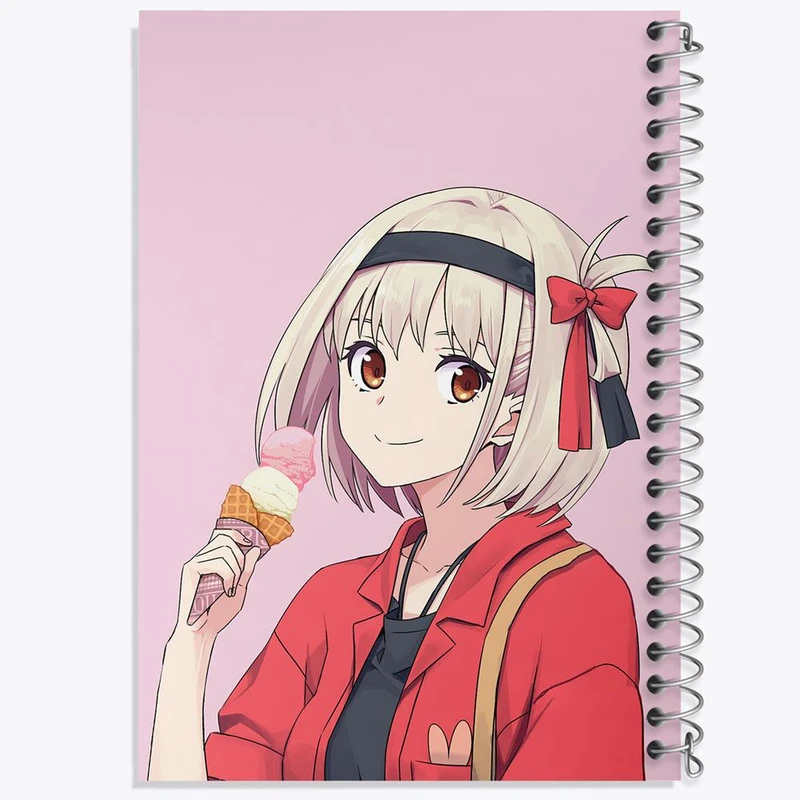 دفتر مشق 50 برگ خندالو مدل چیساتو انیمه لیکوریس ریکویل Lycoris Recoil کد 23071