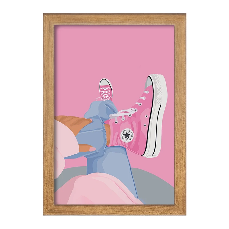 تابلو خندالو طرح کانورس صورتی کد F3007