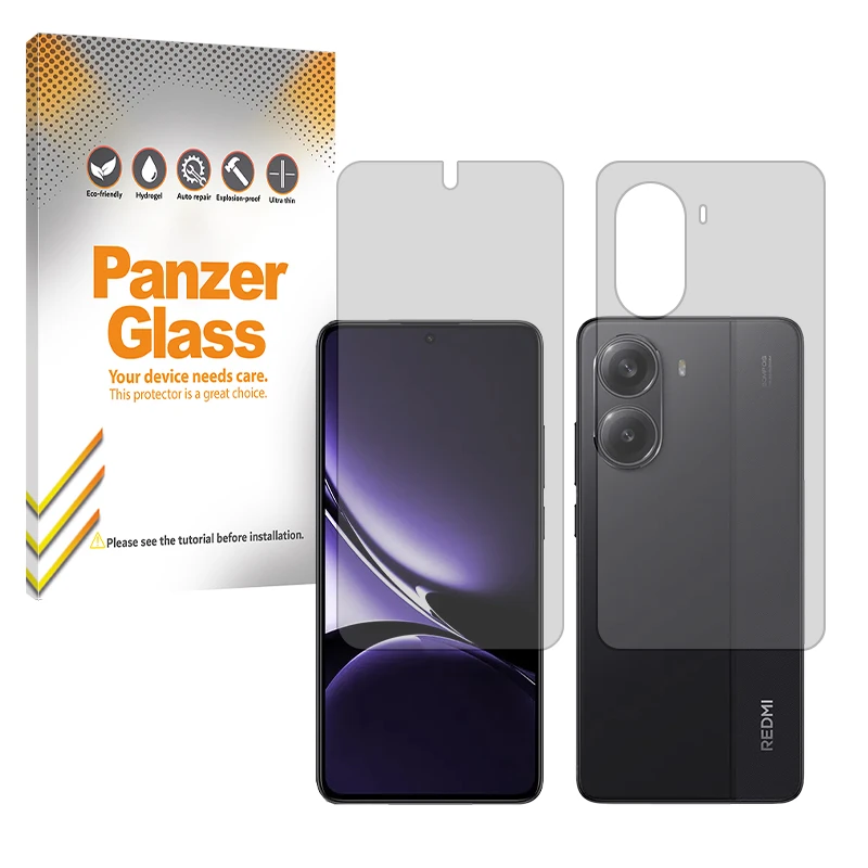 محافظ صفحه نمایش شفاف پنزر گلس مدل هیدروژلی مناسب برای گوشی موبایل شیائومی Redmi Turbo 4 به همراه محافظ پشت گوشی