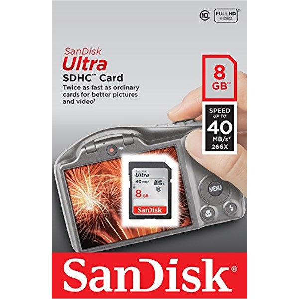 تصویر کارت حافظه SDHC سن دیسک مدل Ultra کلاس 10 استاندارد UHS-I U1 سرعت 266X 40MBps ظرفیت 8 گیگابایت