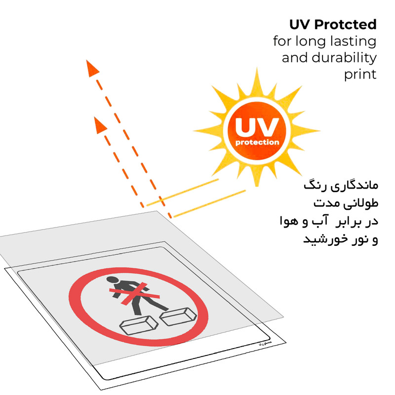 برچسب ایمنی مستر راد طرح راه رفتن بر روی محصولات ممنوع مدل HSE-OSHA-634