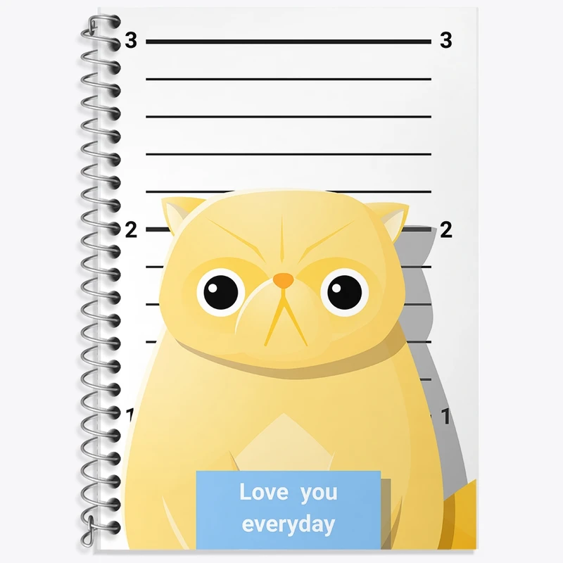 دفتر زبان 50 برگ خندالو مدل دو خط طرح گربه (Cat) کد F2316