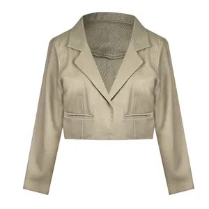 کت رسمی زنانه مدل کراپ کتان کجراه کد AK1386