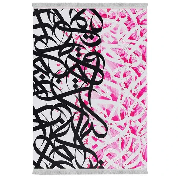 فرش پارچه‌ای دفه مدل فرشینه شانل مخمل طرح فانتزی کد 7274