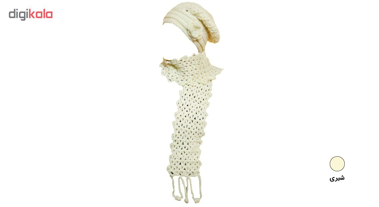 ست شال گردن و کلاه بافتنی ثمین مدل Butterfly