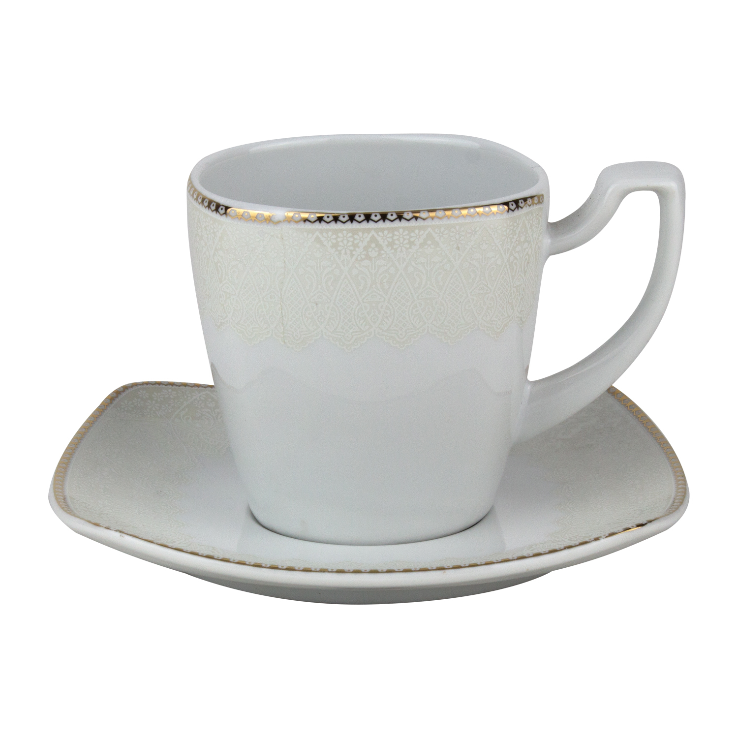 ست فنجان و نعلبکی 12 پارچه چینی لوریان مدل ملورین طلایی