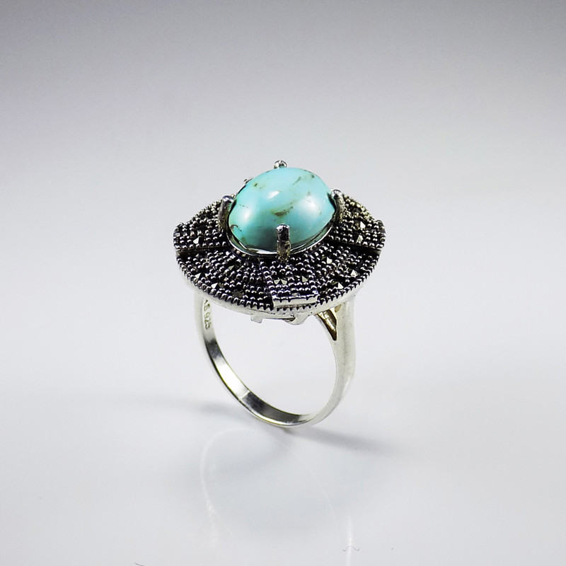 انگشتر نقره زنانه مدل فیروزه نیشابور کد NG5033