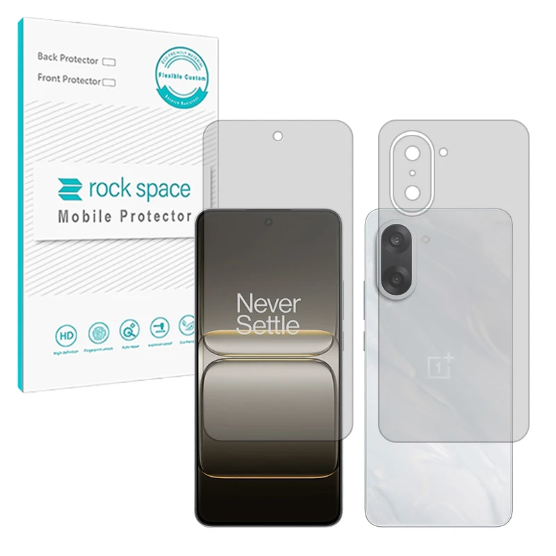 محافظ صفحه نمایش شفاف راک اسپیس مدل Resistant مناسب برای گوشی موبایل وان پلاس Nord CE5 5G به همراه محافظ پشت گوشی