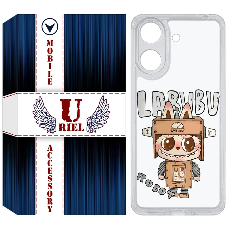 کاور یوریل قاب مدل Clear کد 121 طرح لبوبو Labubu مناسب برای گوشی موبایل شیائومی Redmi 13C / Poco C65