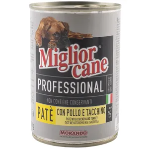 كنسرو سگ میگلیور کانی مدل CON POLLO E TACCHINO وزن 400 گرم