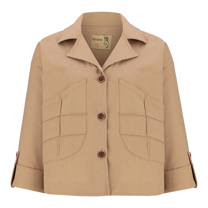 کت زنانه السانا مدل روزانا کد 221447 رنگ نسکافه‌ای