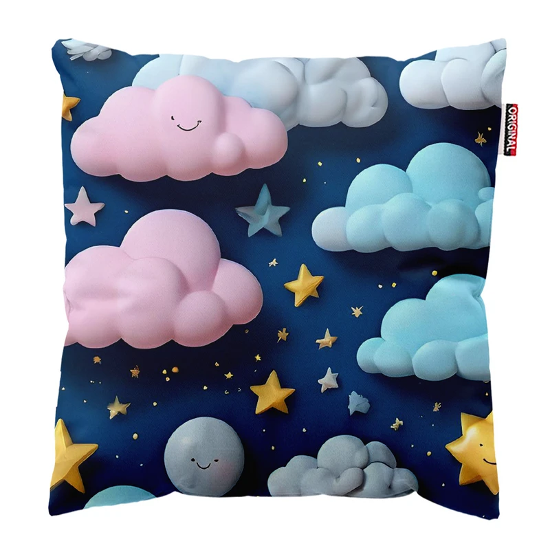 کوسن پاد آفرین مدل ابر و ستاره های زیبا کد 147 سایز 30*30 سانتی متر