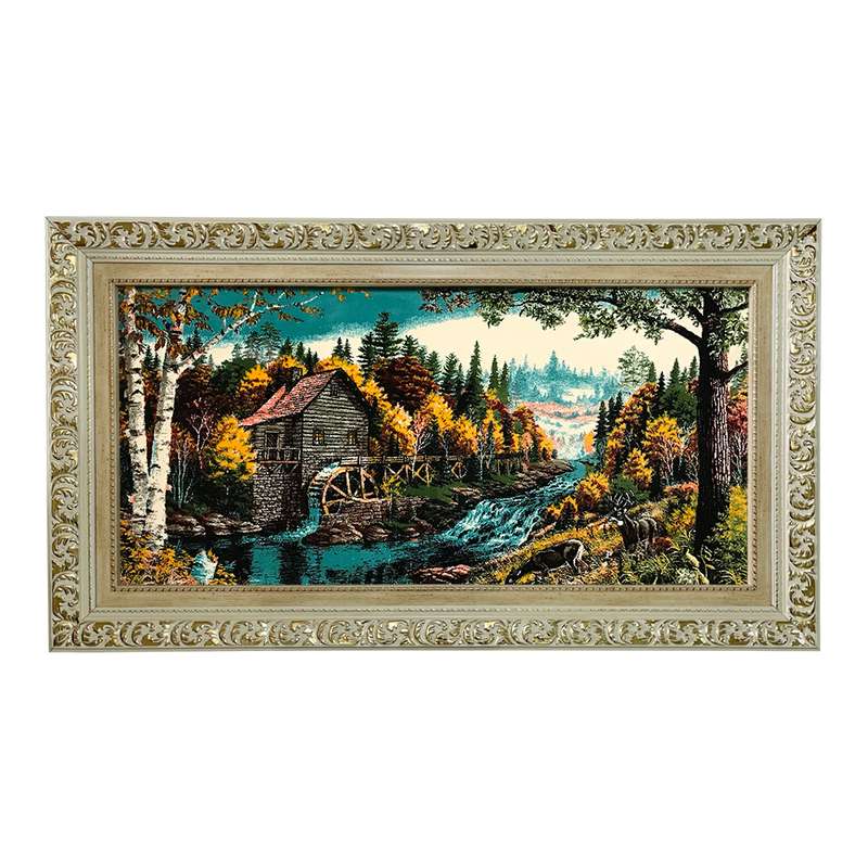 تابلو فرش ماشینی طرح دستبافت مدل آسیاب آبی کد 7676