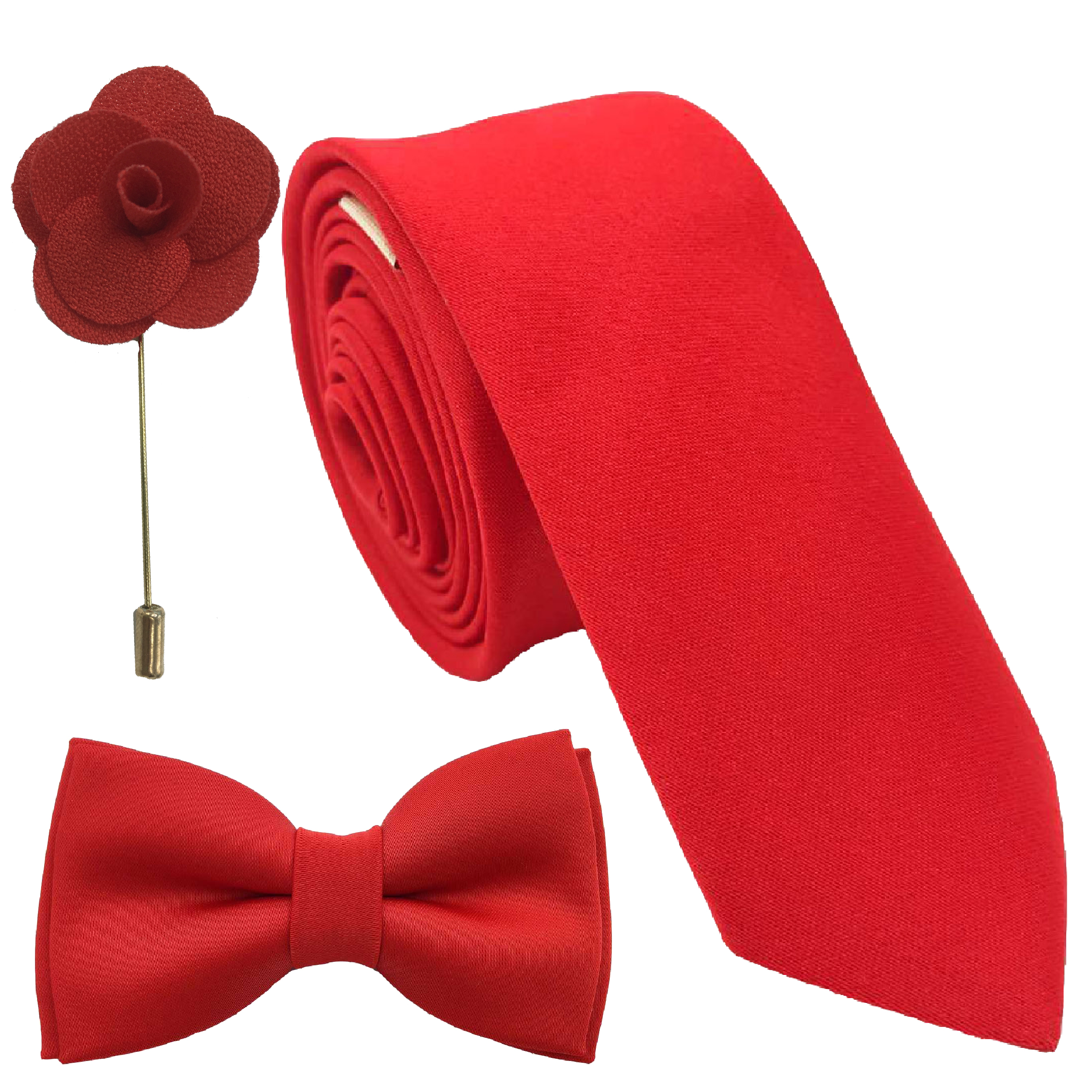 ست کراوات پاپیون و گل کت هکس ایران مدل SET-SM RED