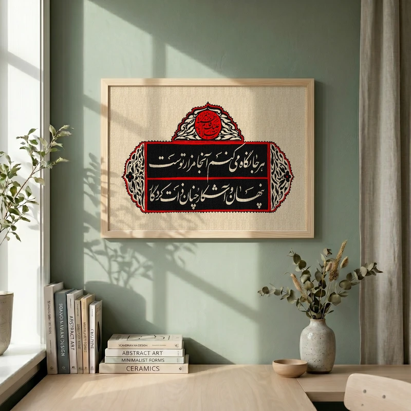 تابلو طرح یا حضرت فاطمه (س) مدل G15584 فریم کرم روشن