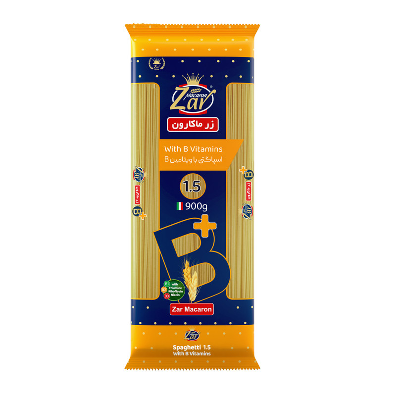 اسپاگتی قطر 1.5 حاوی ویتامین B زر ماکارون - 900 گرم