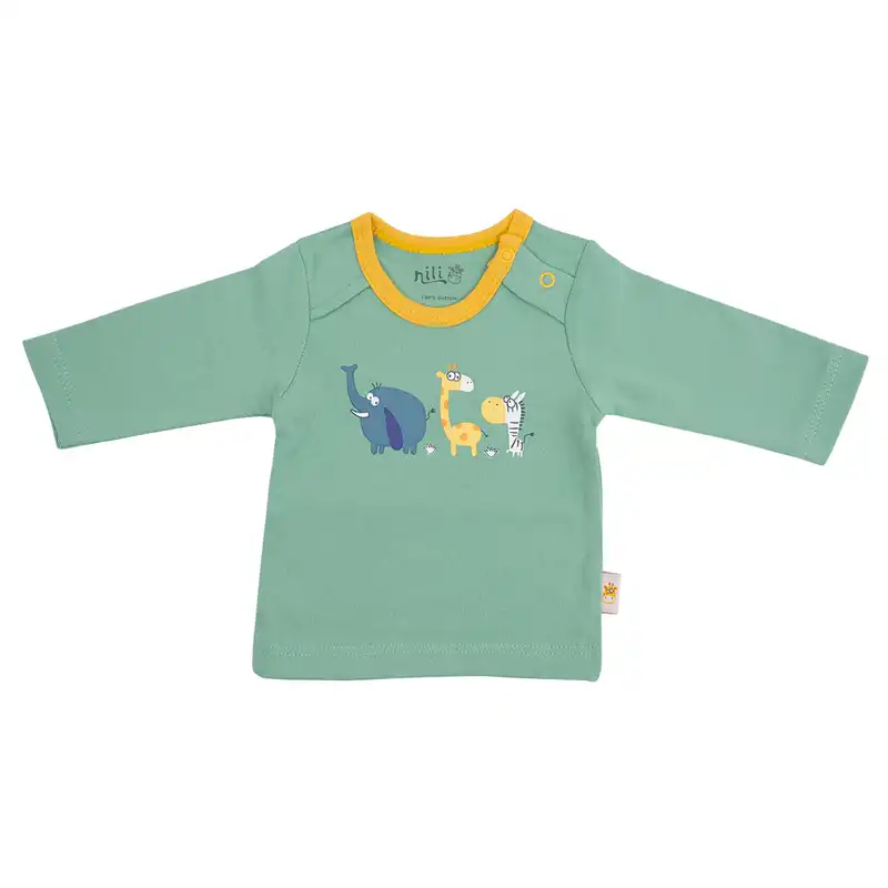 ست تی شرت و شلوار نوزادی نیلی مدل zoo