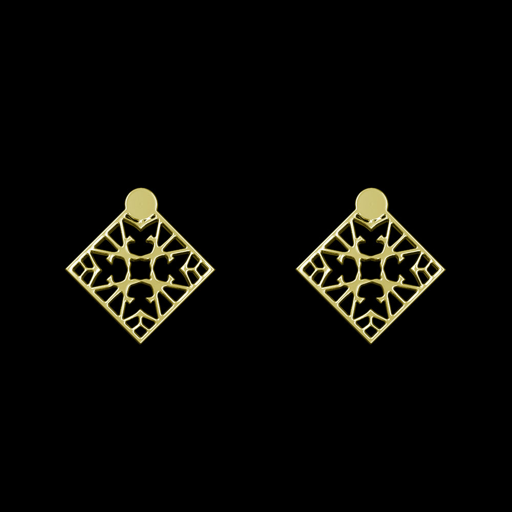 گوشواره طلا 18 عیار زنانه مدوپد مدل لوزی کد GA1-10272