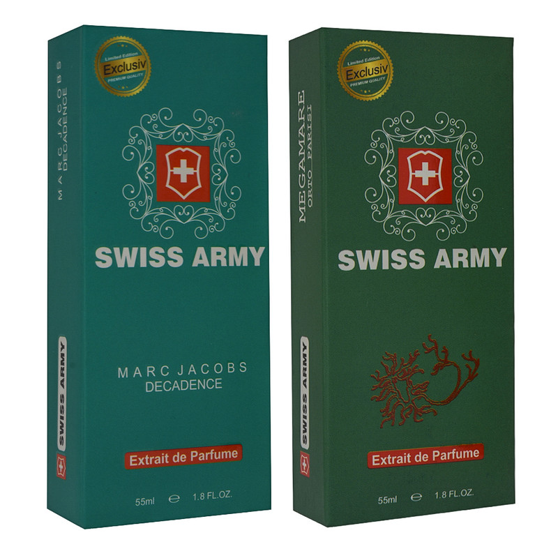 ادوپرفیوم زنانه سوئیس آرمی مدل مارک جاکوبز دکادنس حجم 55 میلی لیتر به همراه ادوپرفیوم مردانه مگاماره