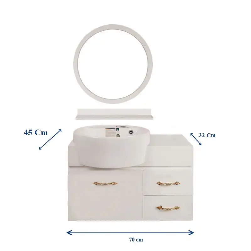 ست کابینت و روشویی آزالیا مدل میلان کد 03 به همراه آینه و شلف