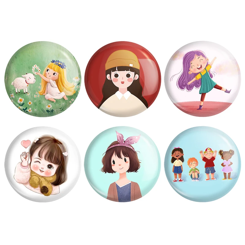 مگنت خندالو طرح دخترانه فانتزی کد 1646A مجموعه 6 عددی