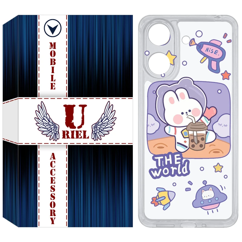 کاور یوریل مدل Clear کد 8 طرح خرگوش فضانورد مناسب برای گوشی موبایل شیائومی Redmi 13C / Poco C65