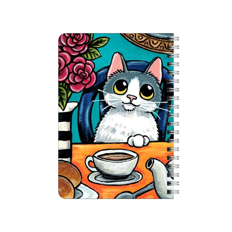 دفترچه یادداشت بامبیلیپ مدل چوبی طرح عصرانه با گربه مودب کد 2055953