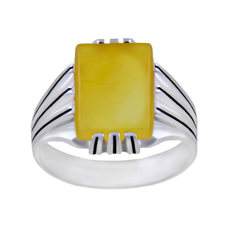 انگشتر نقره مردانه مدل سنگ عقیق شرف الشمس رکاب سیلندری کد AM_054