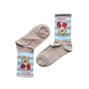 جوراب دخترانه مدل ساق دار کارتونی رنگ کالباسی